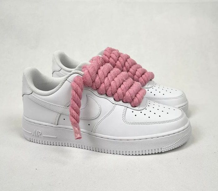 White AF 1, Dusty Pink Rope Laces